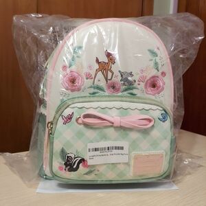 NEW Disney Loungefly Bambi Springtime Gingham Backpack - Green and Pink